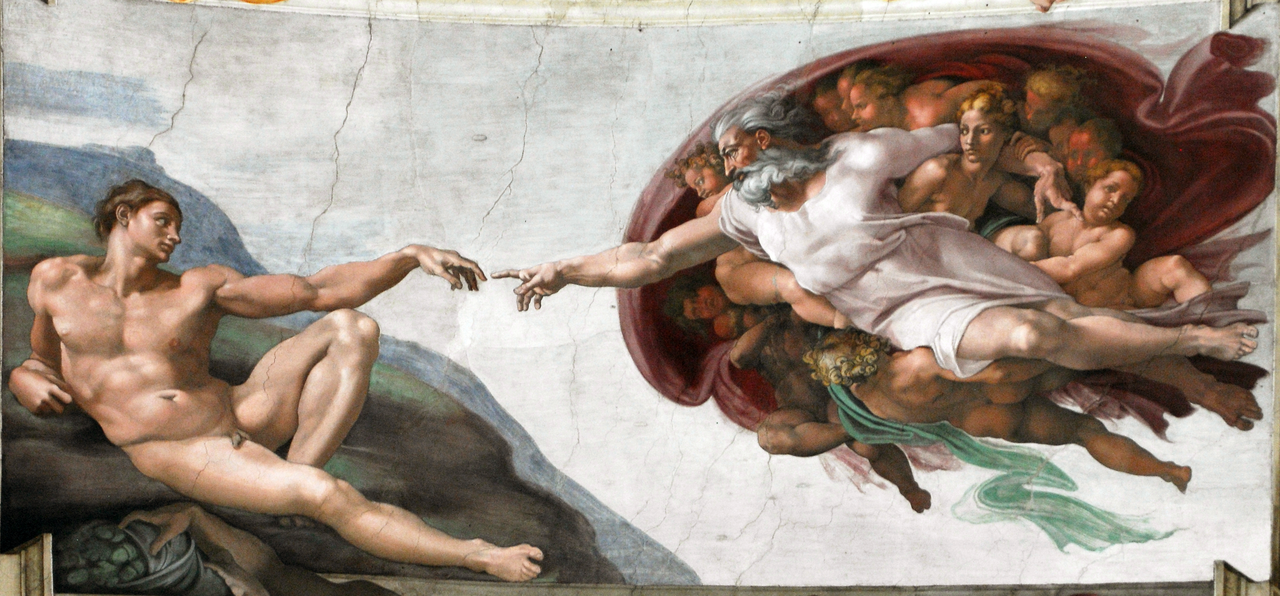 La creación de Adán, fresco de 1511 de Miguel Ángel en la Capilla Sixtina.